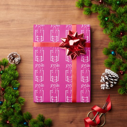 Papier Cadeau Noël pétillant rose (Cadeau de vacances)