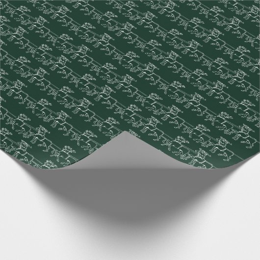 Papier Cadeau Noël pin foncé vert Père Noël rennes mignon (Coin)