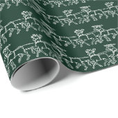 Papier Cadeau Noël pin foncé vert Père Noël rennes mignon (Coin rond)