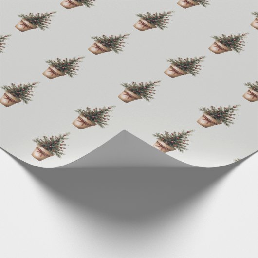 Papier Cadeau Noël pinecone arbre rustique vacances sur mesure (Coin)