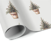 Papier Cadeau Noël pinecone arbre rustique vacances sur mesure (Coin rond)