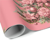 Papier Cadeau Noël Pink Noël Arbre cadeau Envelopper (Coin rond)