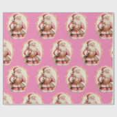 Papier Cadeau Noël Pink Santa Claus Enveloppement Papier (Plat)