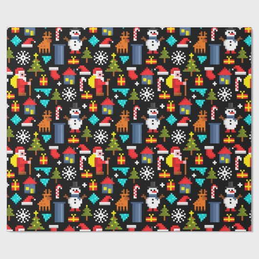 Papier Cadeau Noël Pixel (Plat)