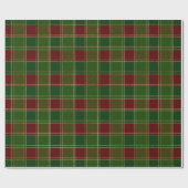 Papier Cadeau Noël plaid bordeaux or vert élégant (Plat)