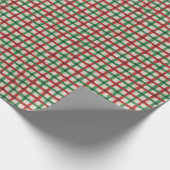 Papier Cadeau Noël Plaid Rouge Vert Faux Burlap Rustique (Coin)