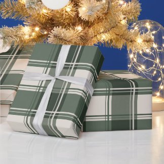 Papier Cadeau Noël Plaid - Vert