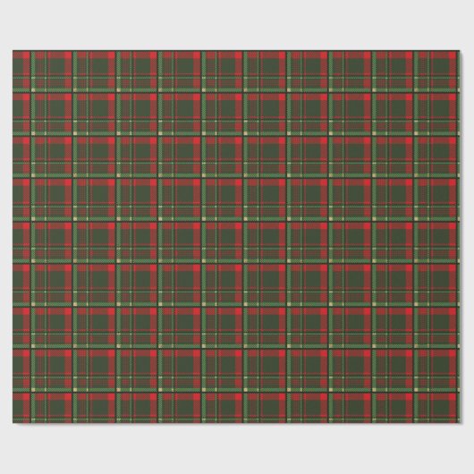 Papier Cadeau Noël Plaid vert et rouge (Plat)