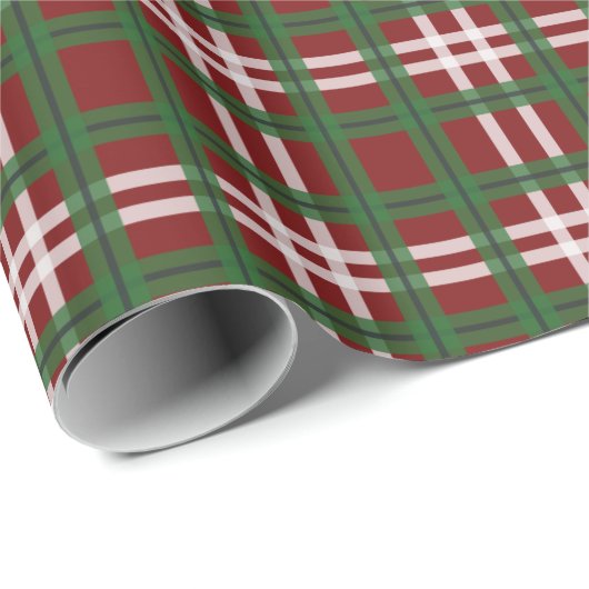 Papier Cadeau Noël Plaid vert et rouge (Coin rond)