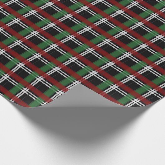 Papier Cadeau Noël Plaid vert et rouge noir (Coin)