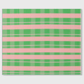 Papier Cadeau Noël Plaid Vert Rose  (Plat)