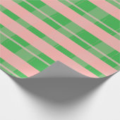 Papier Cadeau Noël Plaid Vert Rose  (Coin)