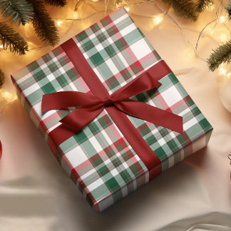 Papier Cadeau Noël Plat Rouge Et Vert