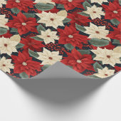 Papier Cadeau Noël Poinsettia (Coin)