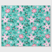 Papier Cadeau Noel poinsettia bagages motifs (Plat)