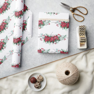Papier Cadeau Noël Poinsettia Motif botanique