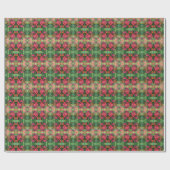 Papier Cadeau Noel Poinsettia peinture aquarelle originale (Plat)