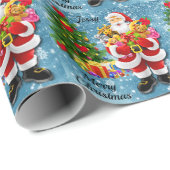 Papier Cadeau Noël Pour Jeune Enfant Père Noël & Cadeaux Ajouter (Coin rond)