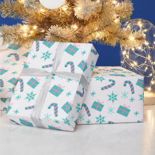 Papier Cadeau Noël présente des flocons de neige Noël moderne