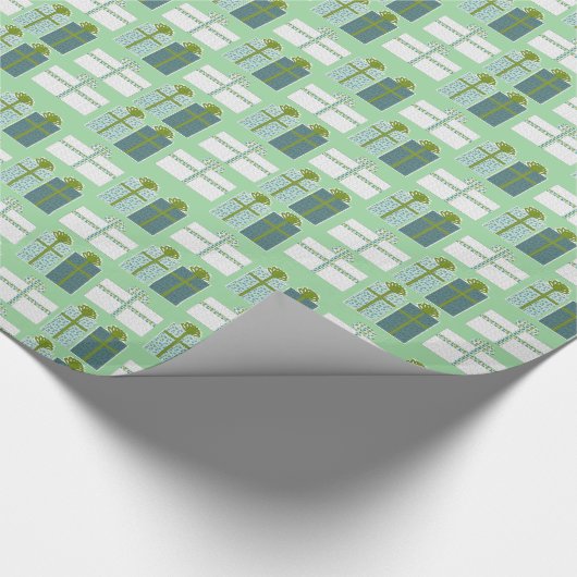 Papier Cadeau Noël présente le Motif sur le vert (Coin)