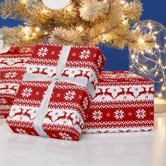 Papier Cadeau Noël Pull Ugly Renne & Flocons de Neige (Vacances)