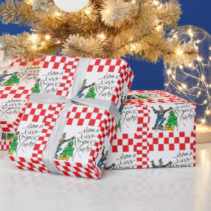 Papier Cadeau NOËL PUNK ROCK avec carreaux