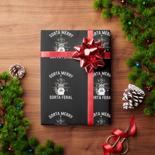 Papier Cadeau Noël Raccoon Sorta Merry Sorta Feral Xmas (Cadeau de vacances)