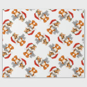 Papier Cadeau Noël Racoon Père Noël (Plat)