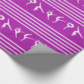 Papier Cadeau Noël rayé pourpre et blanc de gymnastique (Coin)