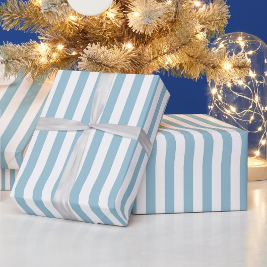 Papier Cadeau Noël Rayure Bleue Classique (Vacances)