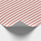 Papier Cadeau Noël rayures rouges crème (Coin)