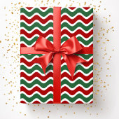 Papier Cadeau Noël Rayures Rouges Vertes Modernes