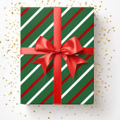 Papier Cadeau Noël Rayures Vertes Modernes