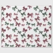 Papier Cadeau Noël Red Green Bows (Plat)