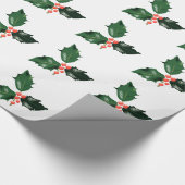 Papier Cadeau Noël Red Green Holly Berries Noël (Coin)