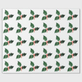 Papier Cadeau Noël Red Green Holly Berries Noël (Plat)