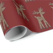 Papier Cadeau Noël Red Reindeer (Coin rond)
