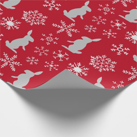 Papier Cadeau Noël Red Snowflakes et Bunnies (Coin)