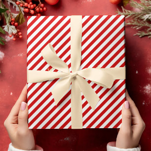 Papier Cadeau Noël Red White Stripes Motif Gold Text