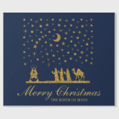 Papier Cadeau Noël religieux, Naissance de Jésus, Trois Roi (Plat)