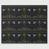 Papier Cadeau Noël religieux UCS de scène de nativité de Knit (Plat)