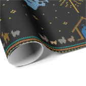 Papier Cadeau Noël religieux UCS de scène de nativité de Knit (Coin rond)