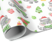 Papier Cadeau Noël Renard Gris (Coin rond)