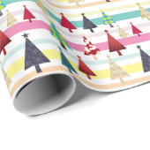 Papier Cadeau Noël Rétro Coloré (Coin rond)