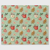 Papier Cadeau Noël Rétro Cosy (Plat)