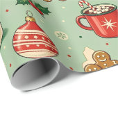 Papier Cadeau Noël Rétro Cosy (Coin rond)