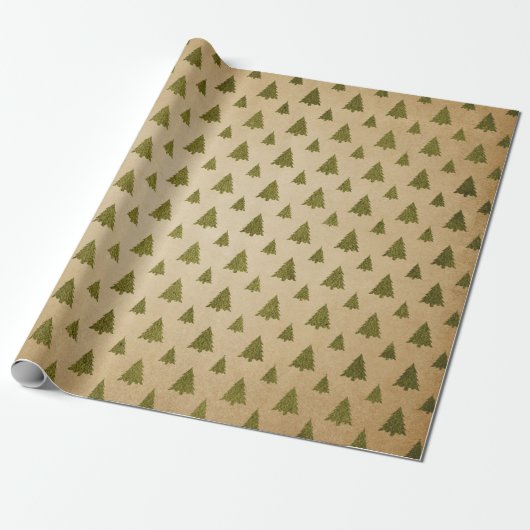 Papier Cadeau Noël Rétro de Green et Kraft (Déroulé)