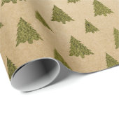 Papier Cadeau Noël Rétro de Green et Kraft (Coin rond)