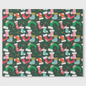 Papier Cadeau Noël Retro Fun Stockage Vert (Plat)