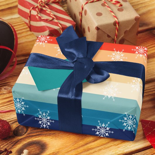 Papier Cadeau Noël Retro les années 70 Stripes